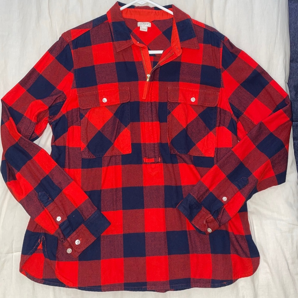 JCrew Quarter Zip Flannel
